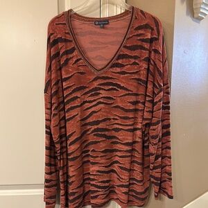 Democracy V-Neck Sweater in Tiger Print